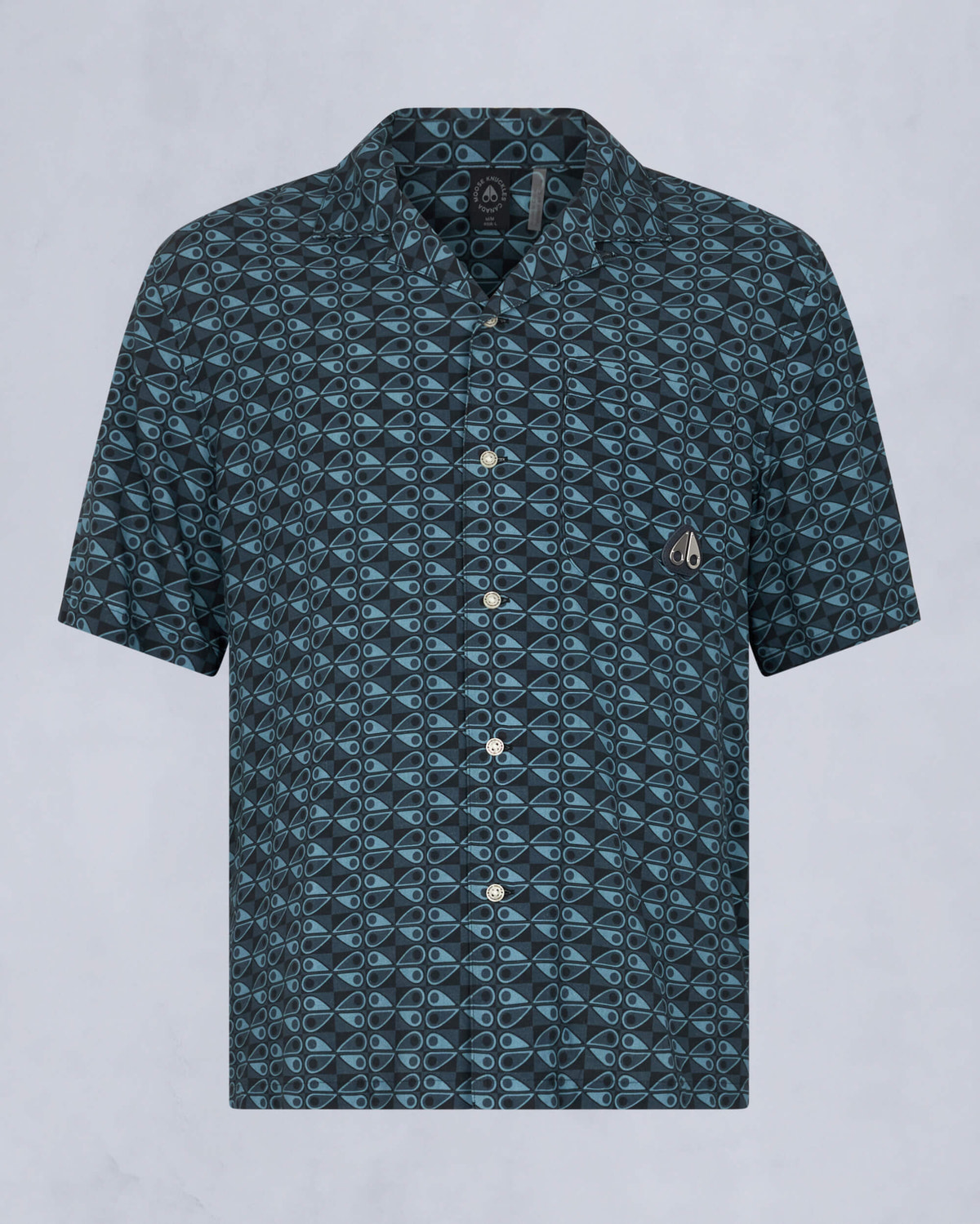 Moose Knuckles Mens The Bay Short Sleeve Shirt NAVY COMBO M15MT709H - GM