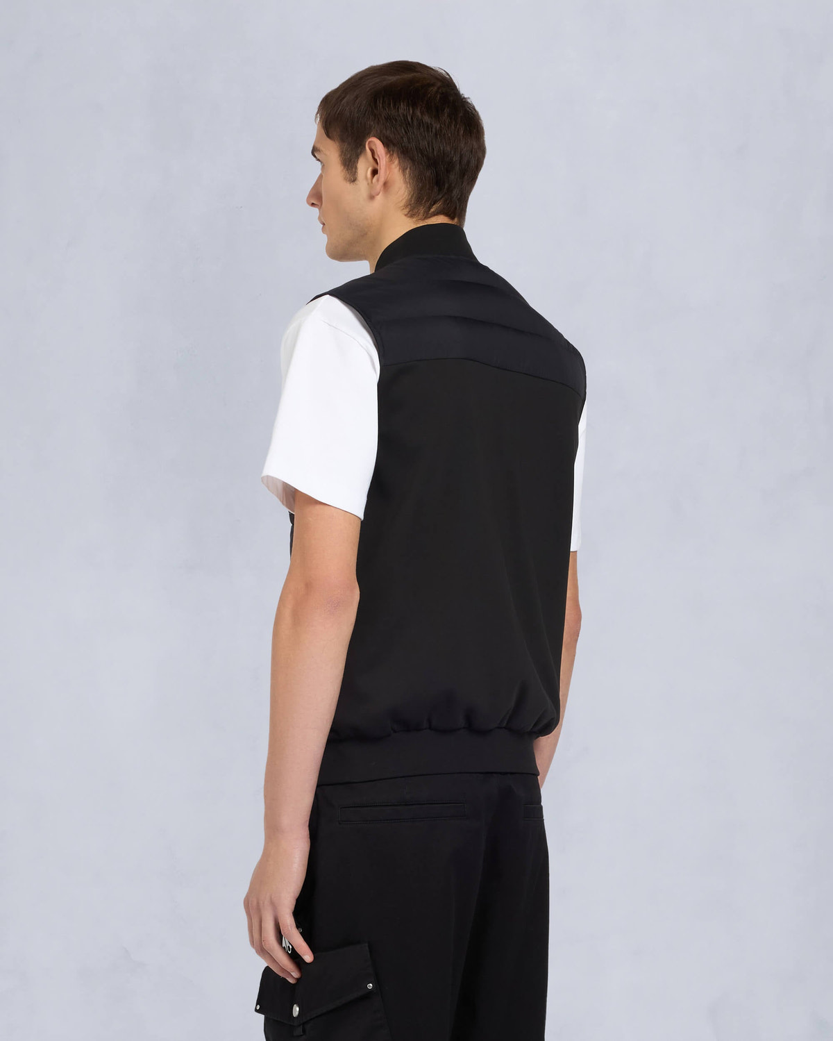 Moose Knuckles Mens Anderson Air Down Hybrid Vest Black / Shiny Black M15MV457 Back