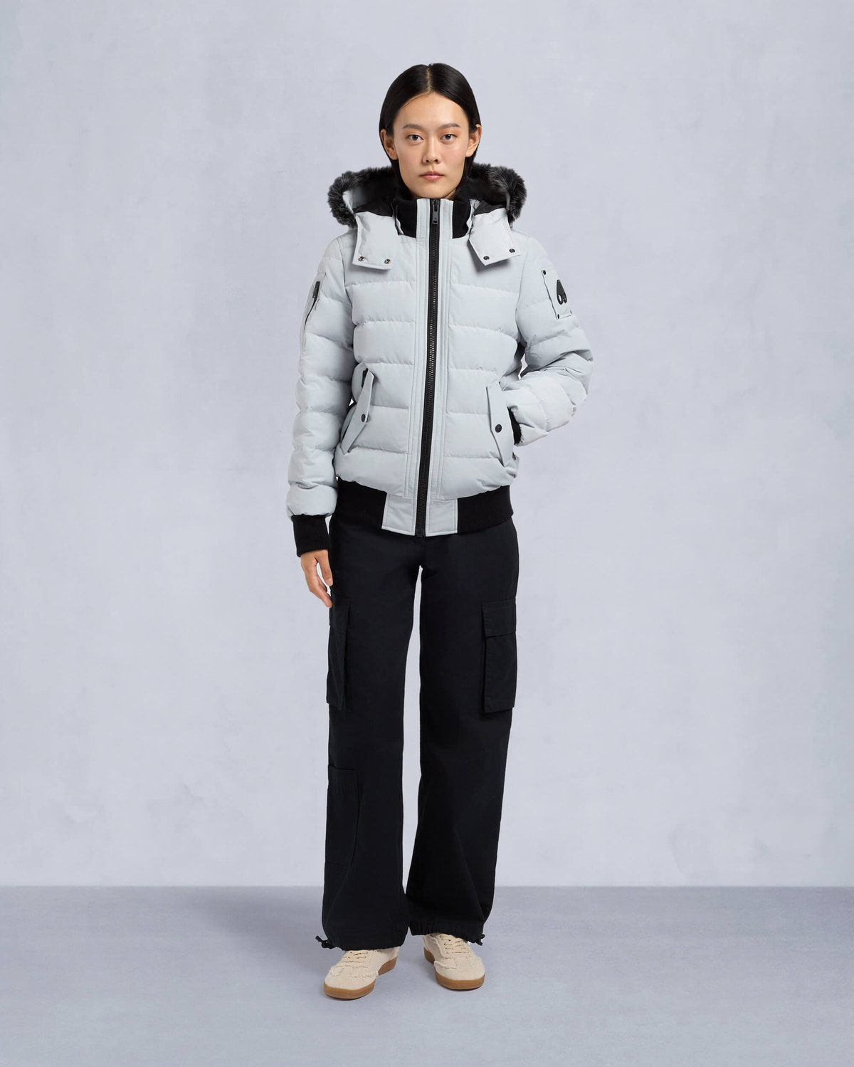 Moose Knuckles - M33LB015S - Onyx Ladriere Shearling Bomber Jacket - WOMENS - Grey birch / ice sgerling - Front Category