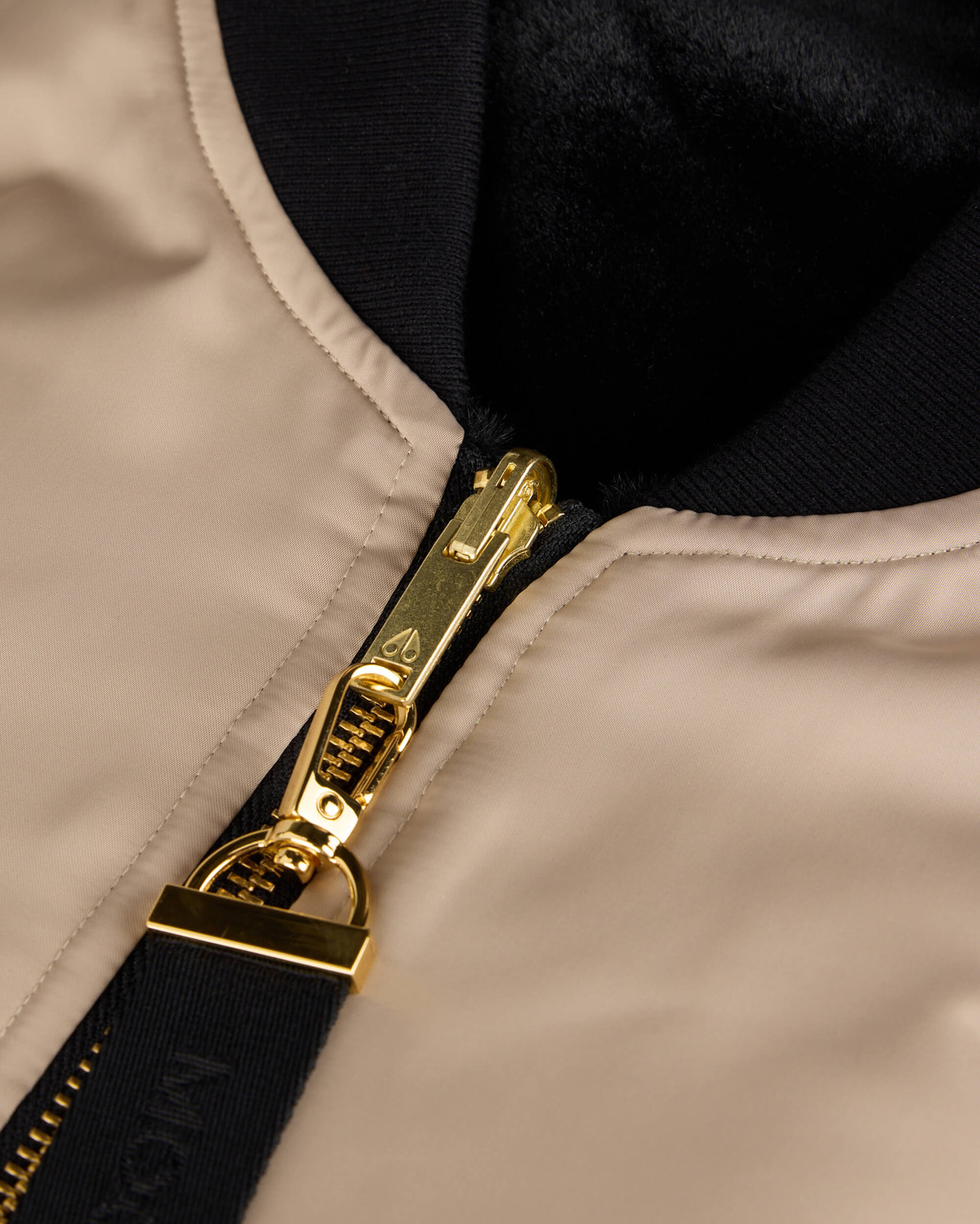 Moose Knuckles Womens Gold Series Reversible Jet Bomber Jacket Champagne M34LB022G Detail1