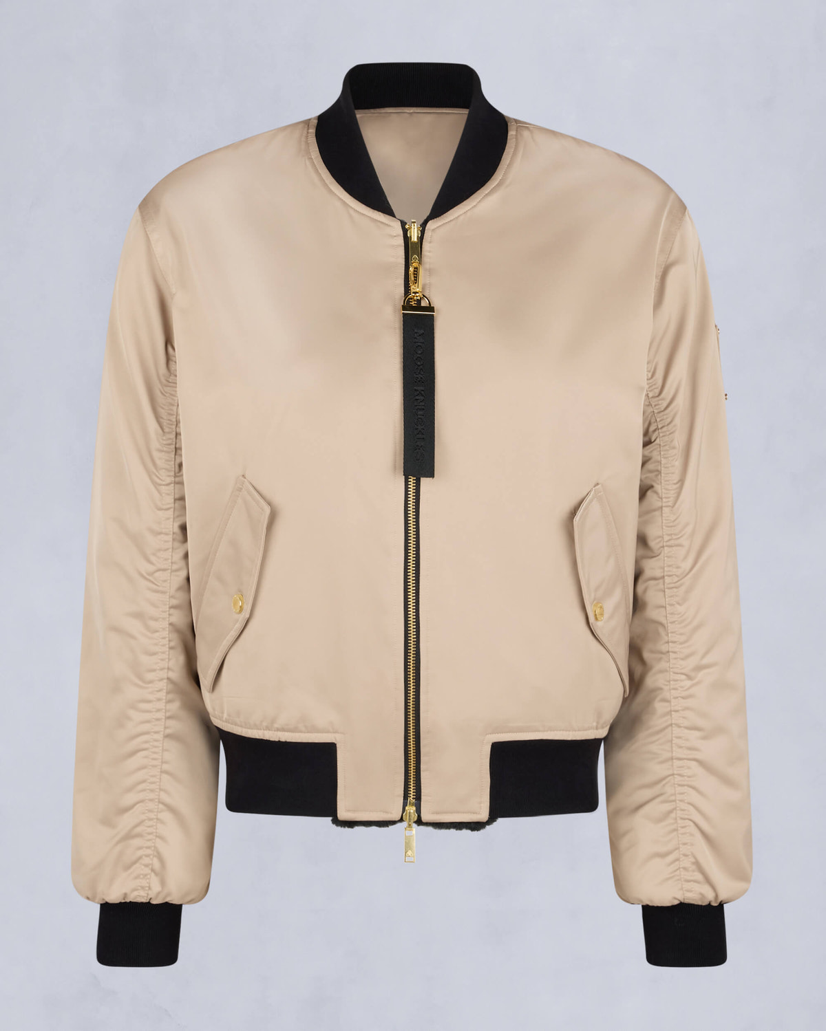 Moose Knuckles Womens Gold Series Reversible Jet Bomber Jacket Champagne M34LB022G - GM