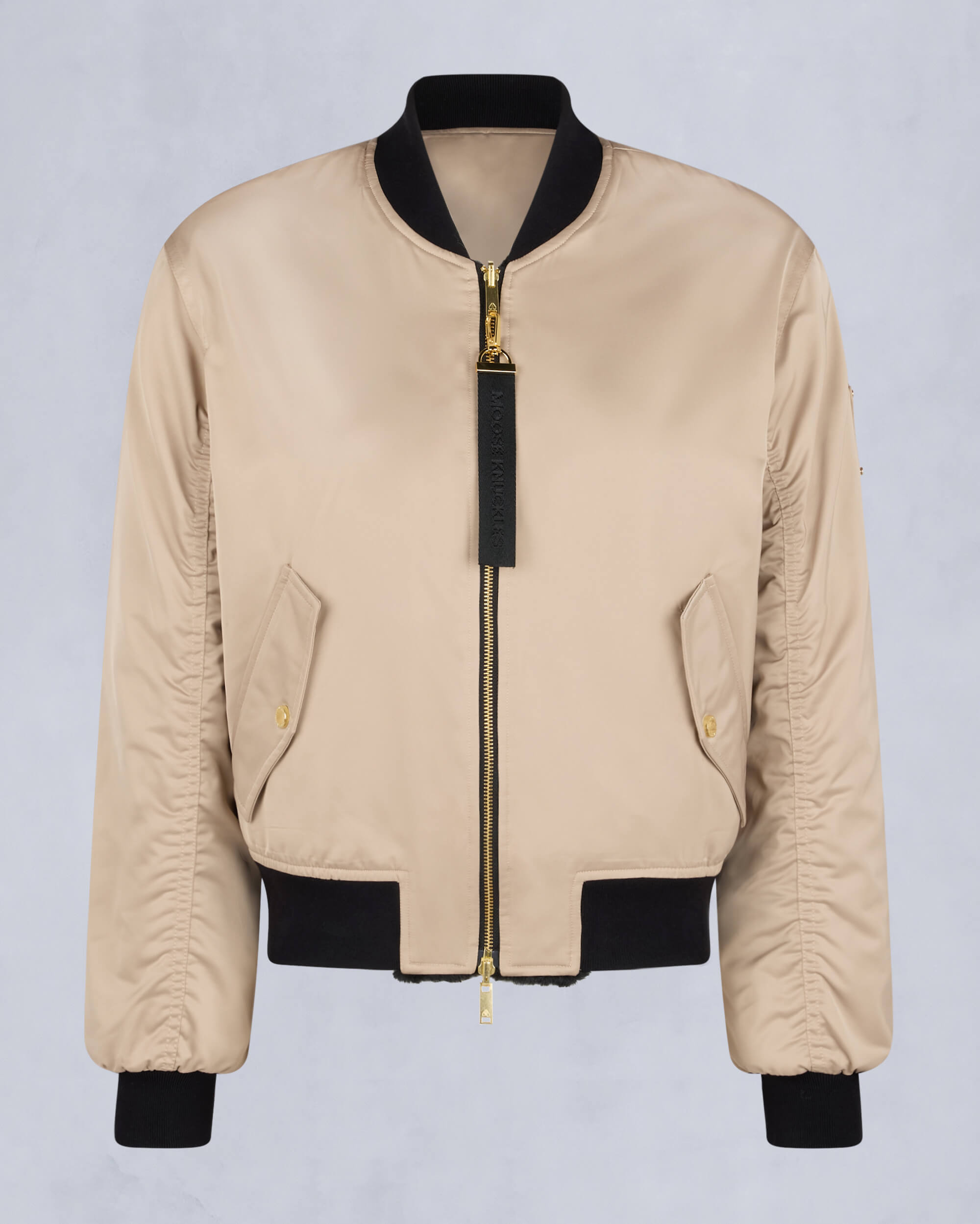 Moose Knuckles Womens Gold Series Reversible Jet Bomber Jacket Champagne M34LB022G - GM