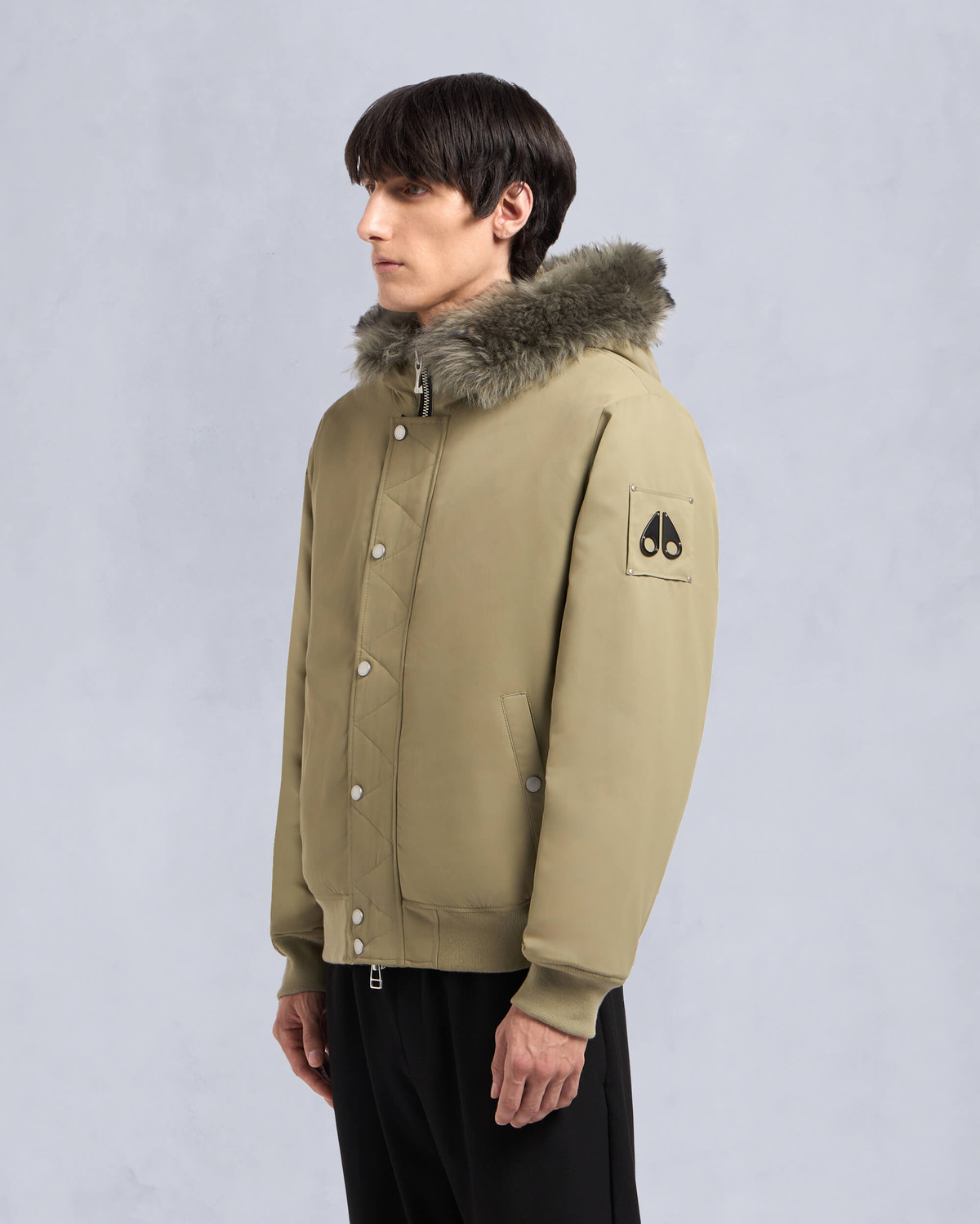 Moose Knuckles Mens Denali Bomber Jacket Sage /sage sherling M34MB027S Front