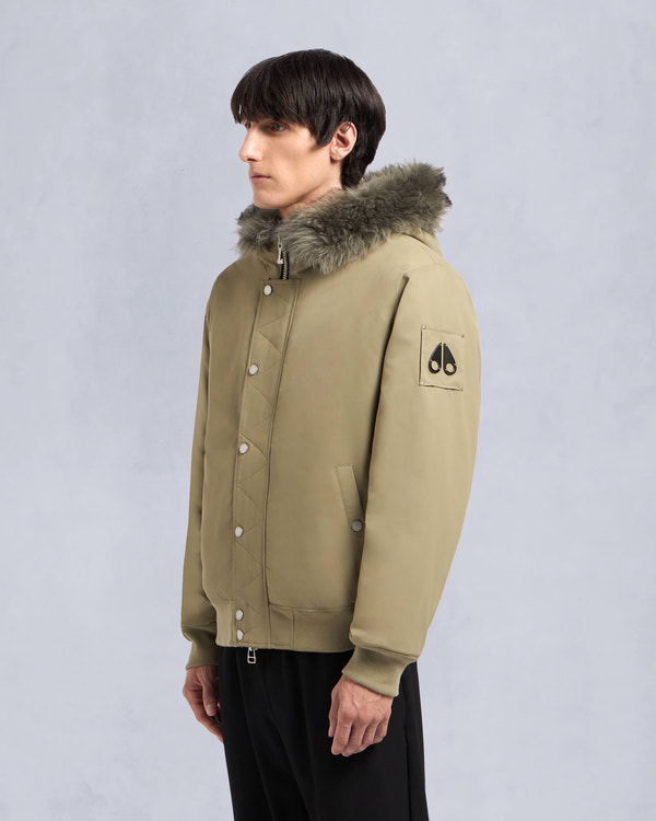 Moose Knuckles Mens Denali Bomber Jacket Sage /sage sherling M34MB027S Front