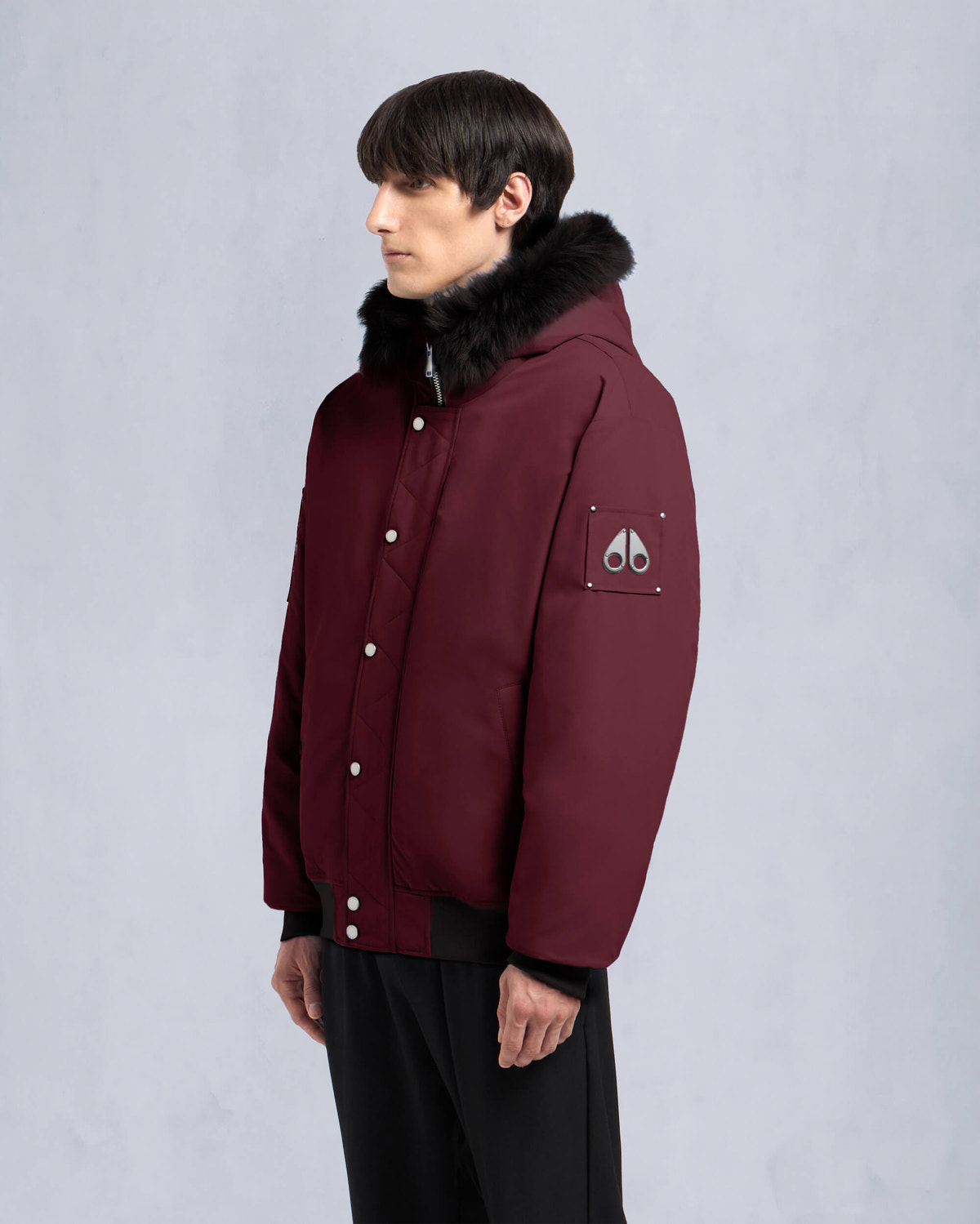 Moose Knuckles Mens Denali Bomber Jacket Beet /black sherling M34MB027S Front