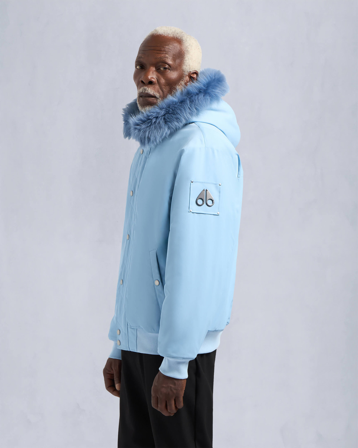 Moose Knuckles Mens Denali Bomber Jacket Rain / rain sherling M34MB027S Front