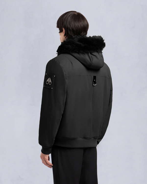 Moose Knuckles Mens Denali Bomber Jacket Black / Black Shearling M34MB027S Back