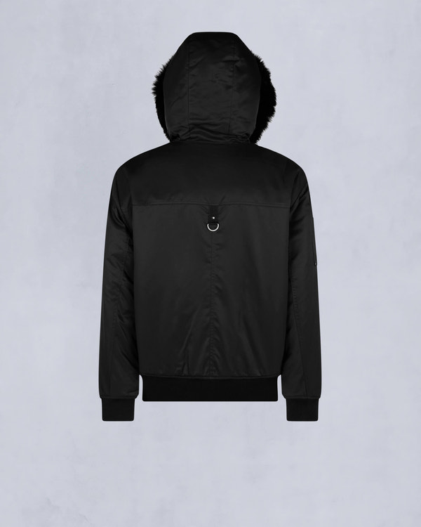 Moose Knuckles Mens Denali Bomber Jacket Black / Black Shearling M34MB027S Detail2