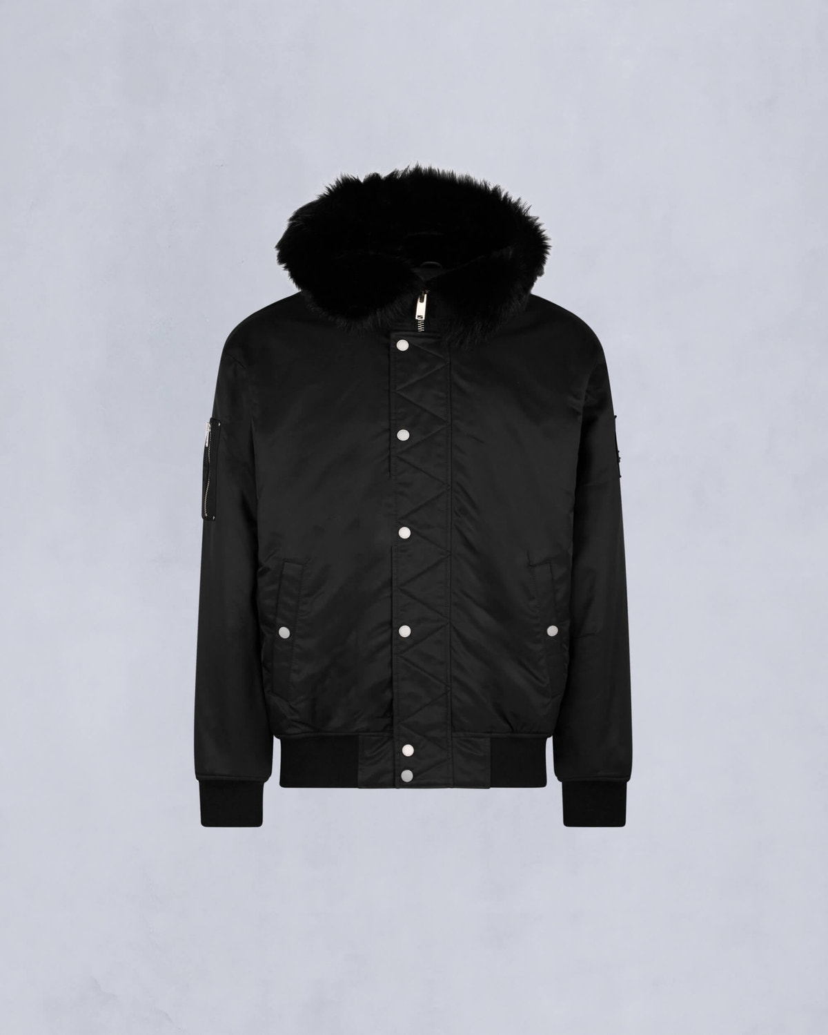 Moose Knuckles Mens Denali Bomber Jacket Black / Black Shearling M34MB027S - GM