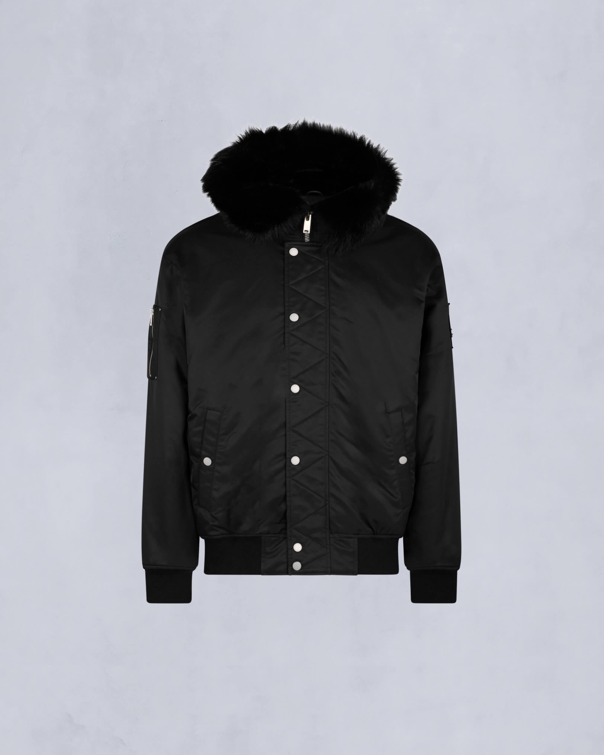 Moose Knuckles Mens Denali Bomber Jacket Black / Black Shearling M34MB027S - GM