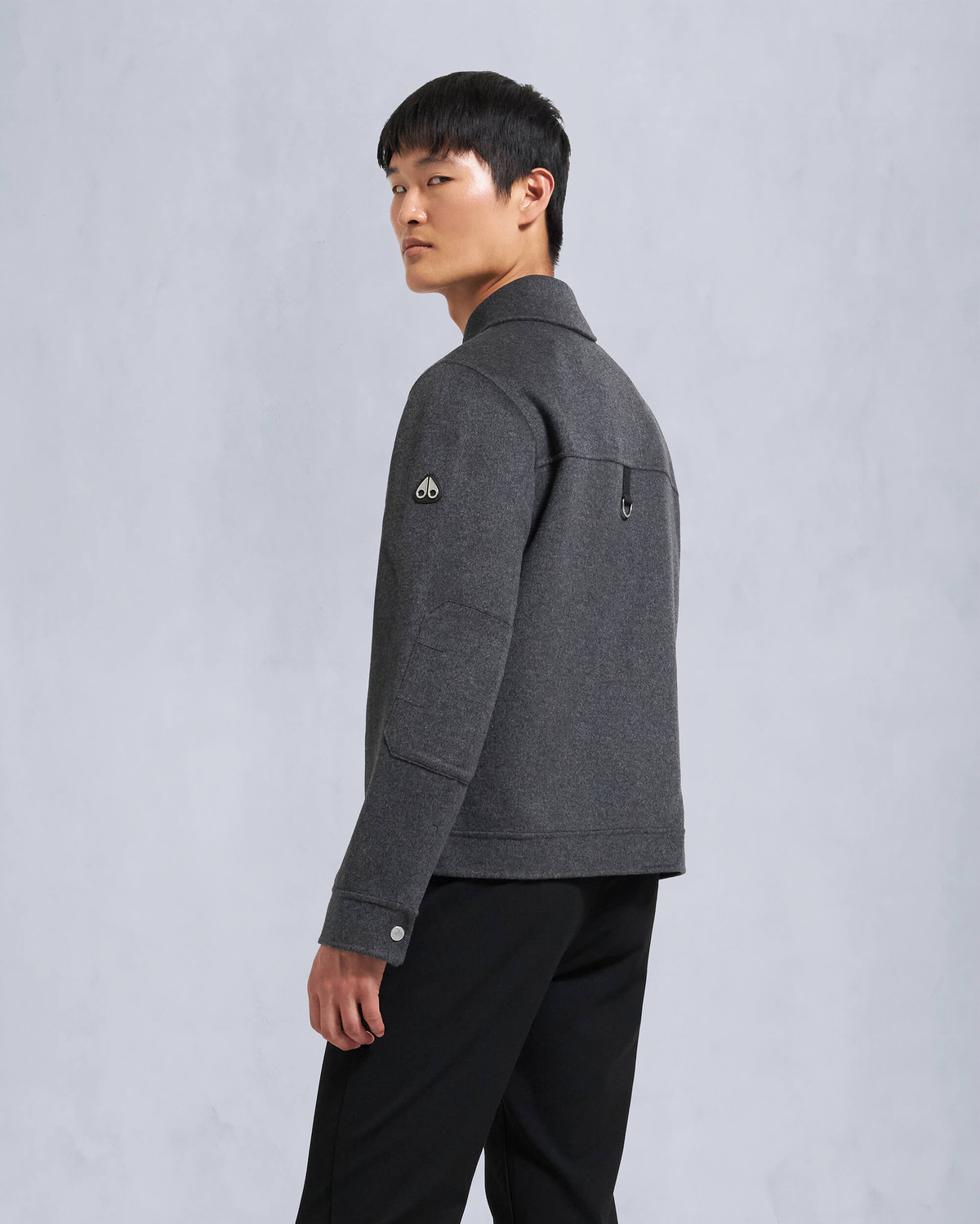 Moose Knuckles Mens Jacques Wool Shirt Jacket Charcoal M34MJ216 Back