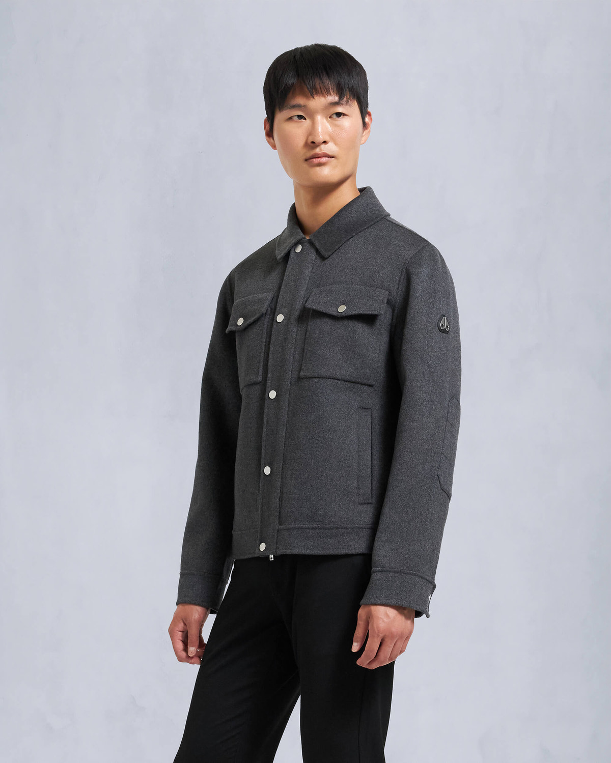 Moose Knuckles Mens Jacques Wool Shirt Jacket Charcoal M34MJ216 Front