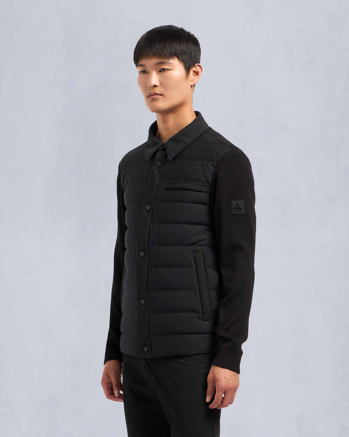 Moose Knuckles Mens Marble Hybrid Shirt Jacket Black M34MK670 Front