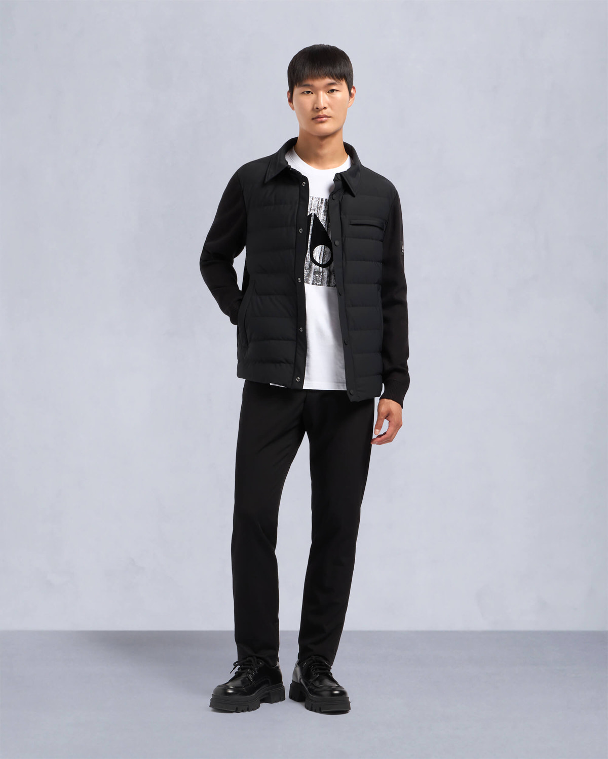 Moose Knuckles Mens Marble Hybrid Shirt Jacket Black M34MK670 Front Category