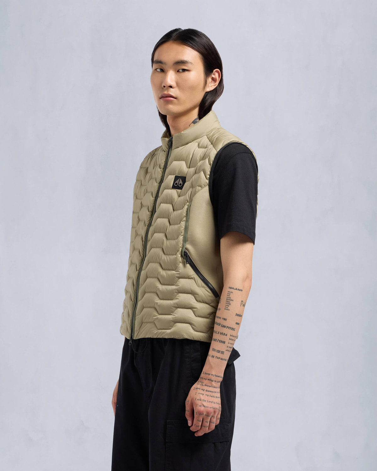 Moose Knuckles Mens Granite Down Hybrid Vest Sage M34MV452 Front