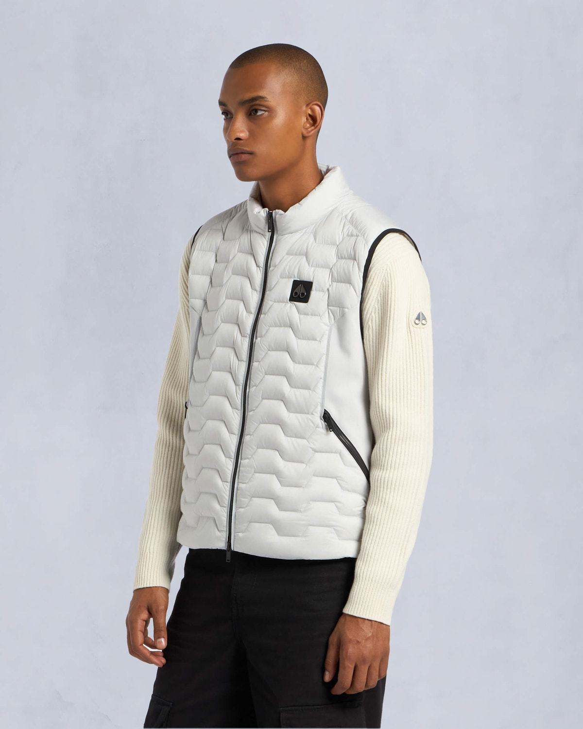 Moose Knuckles Mens Granite Down Hybrid Vest Stone M34MV452 Front