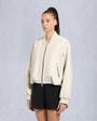 Moose Knuckles Womens Cardin Leather Bomber Jacket Bone M15LL307 Front