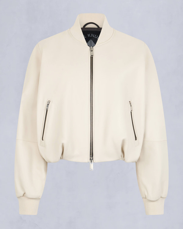 Moose Knuckles Womens Cardin Leather Bomber Jacket Bone M15LL307 - GM