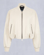 Moose Knuckles Womens Cardin Leather Bomber Jacket Bone M15LL307 - GM