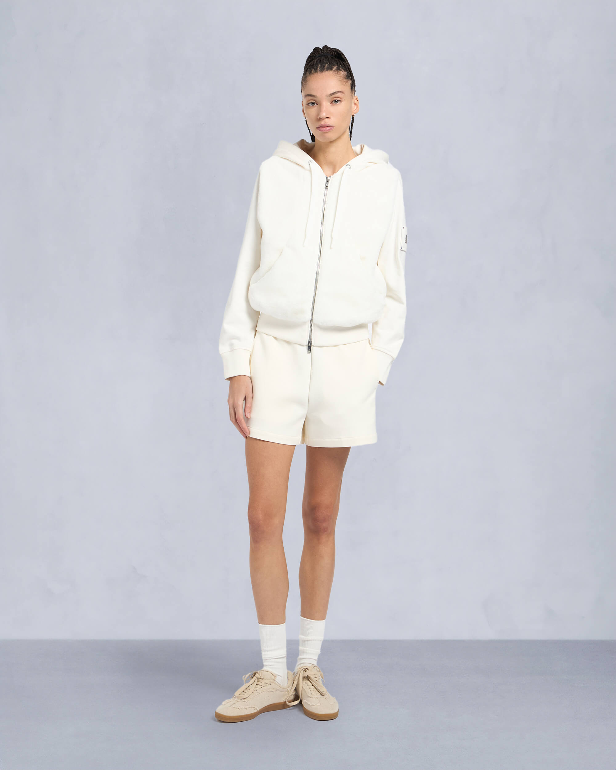 Moose Knuckles Womens Rosylyn Bunny Hoodie Milky Way M15LS610 Front Category
