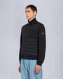 Moose Knuckles Mens Clarke Air Down Hybrid Hoodie Black / Shiny Black M15MS606 Front