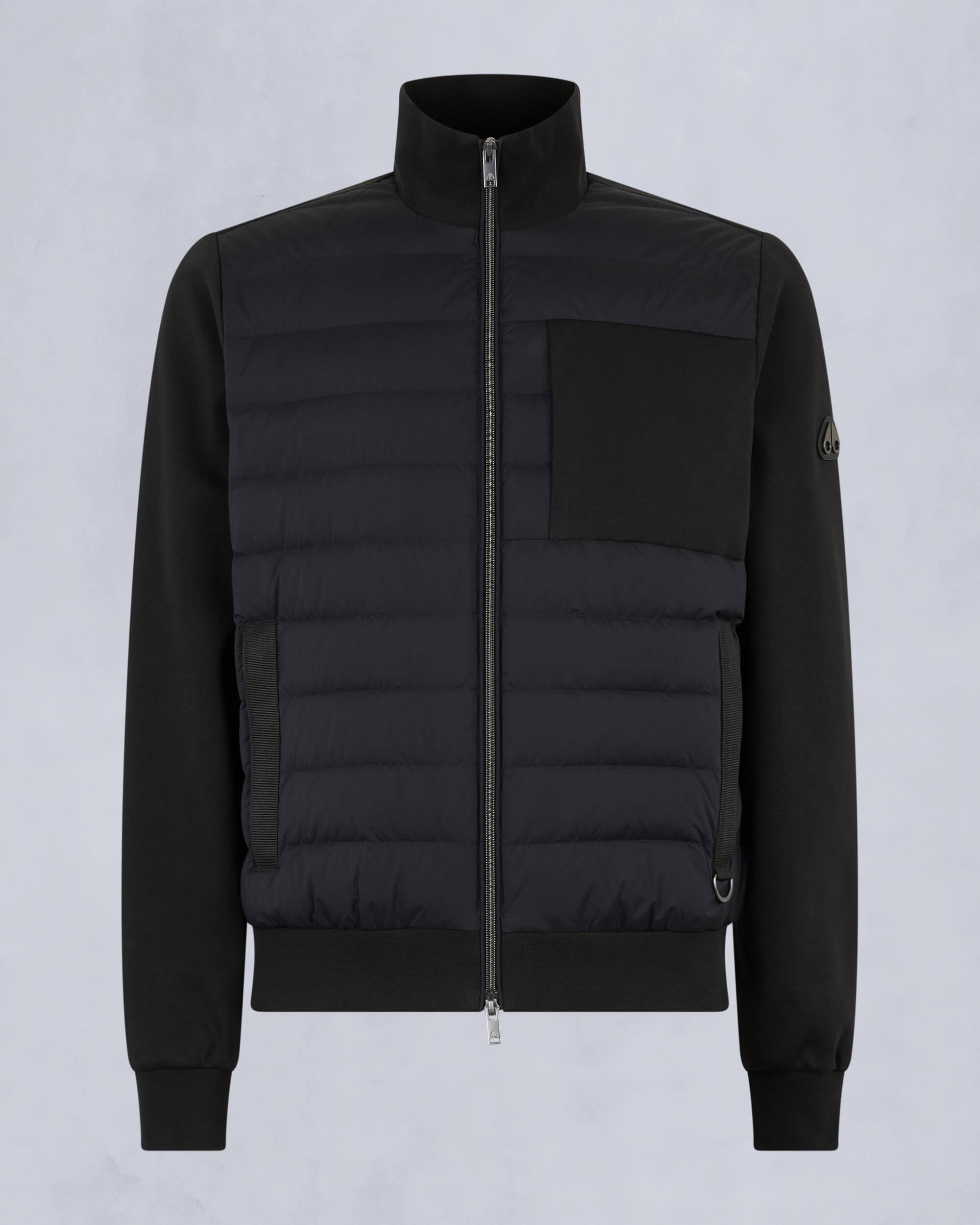 Moose Knuckles Mens Clarke Air Down Hybrid Hoodie Black / Shiny Black M15MS606 - GM