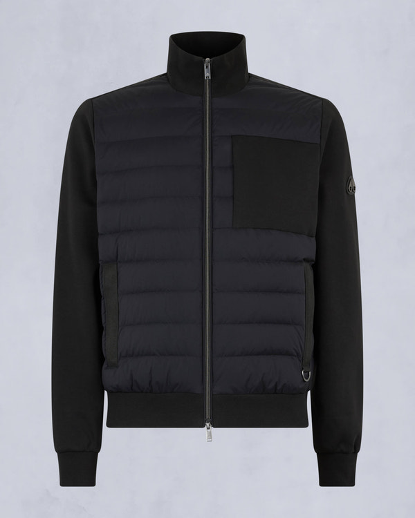 Moose Knuckles Mens Clarke Air Down Hybrid Hoodie Black / Shiny Black M15MS606 - GM