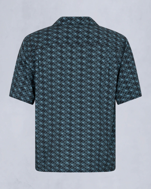 Moose Knuckles Mens The Bay Short Sleeve Shirt NAVY COMBO M15MT709H Detail2