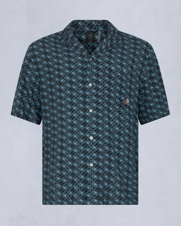 Moose Knuckles Mens The Bay Short Sleeve Shirt NAVY COMBO M15MT709H - GM