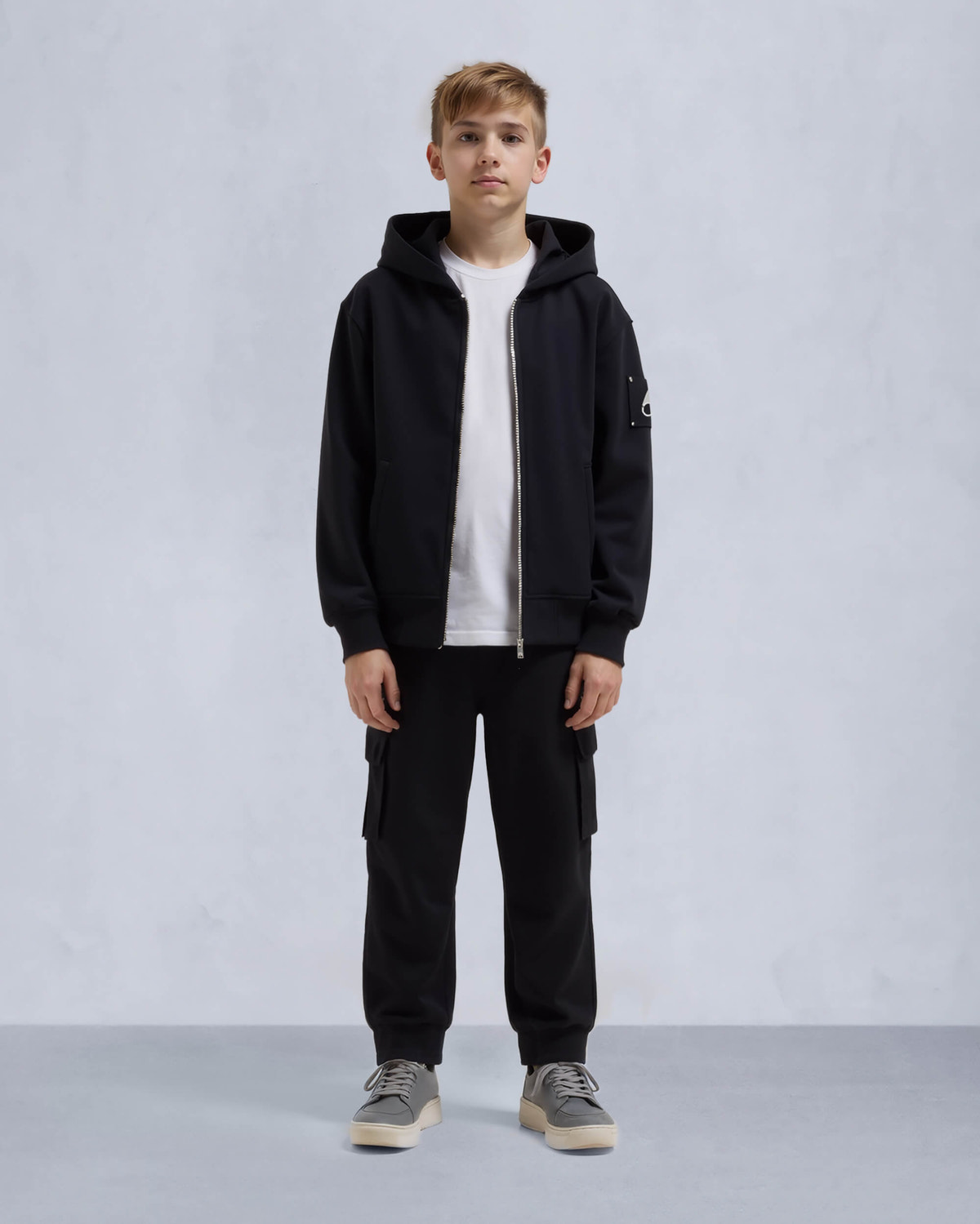 Moose Knuckles Kids Kids Unisex Hartsfield Zip Hoodie Black M15US708 Front Category