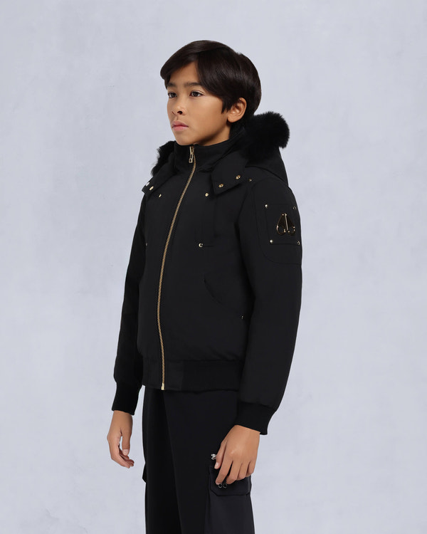 Moose Knuckles - M32UB035S - Kids Unisex Original Bomber  - KIDS - Black / Natural Shearling - Front
