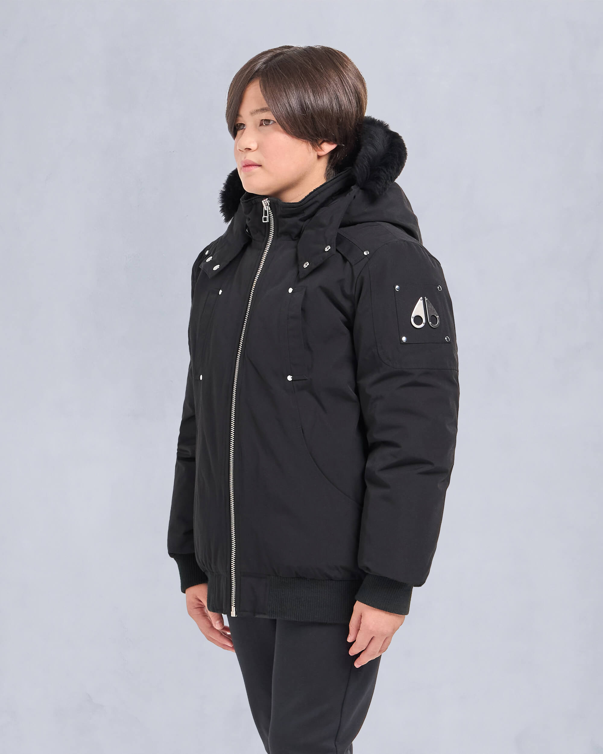 Moose Knuckles - M32UB035S - Kids Unisex Original Bomber  - KIDS - Black / Black Shearling - Front