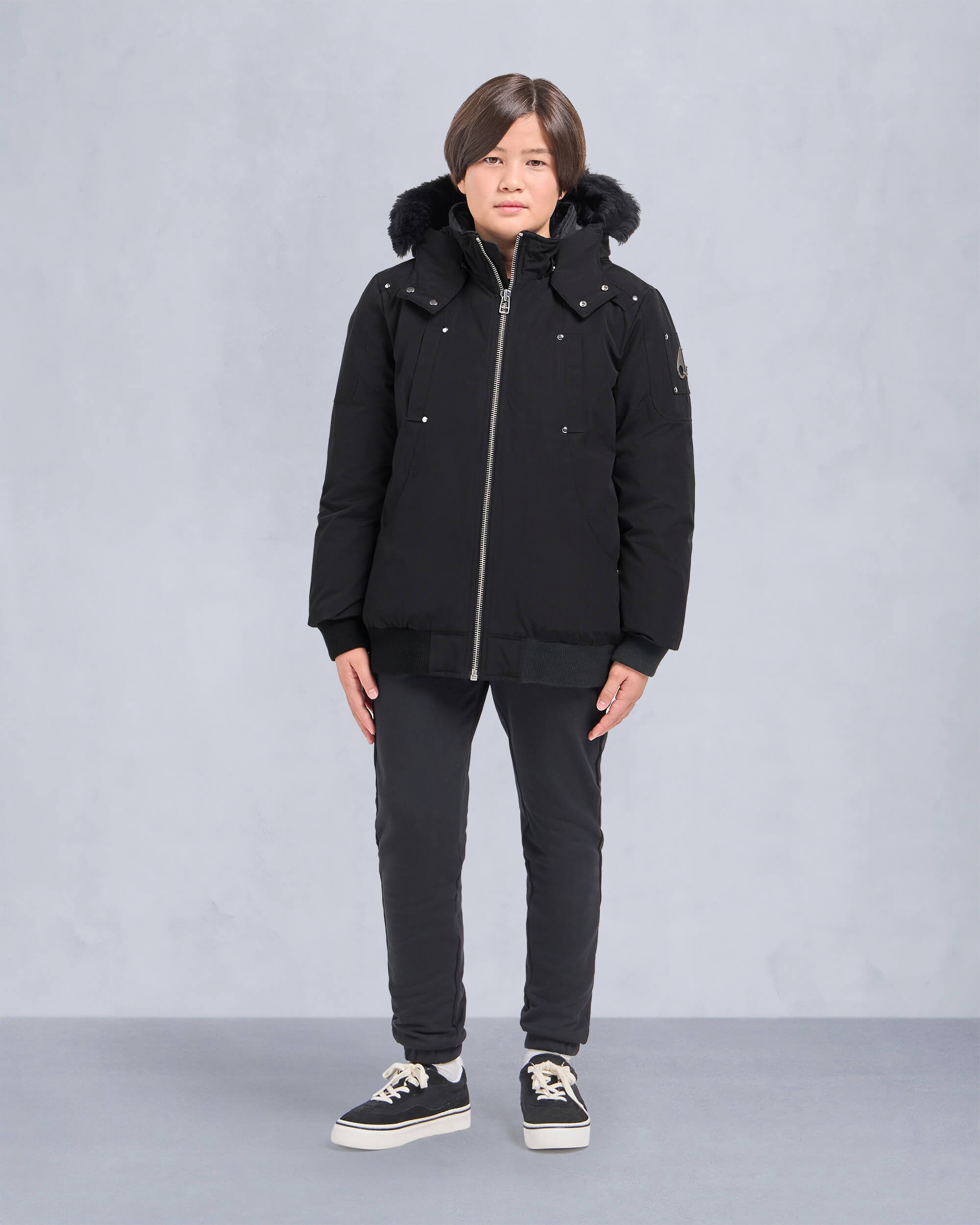 Moose Knuckles - M32UB035S - Kids Unisex Original Bomber  - KIDS - Black / Black Shearling - Front Category
