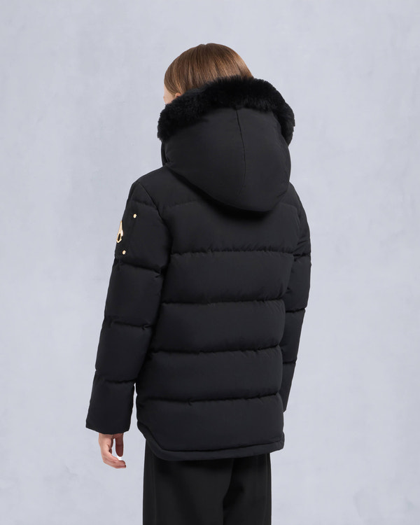 Moose Knuckles Kids Kids  Unisex Original Gold Series 3Q Jacket Black / Black Shearling M32UJ193GS Back