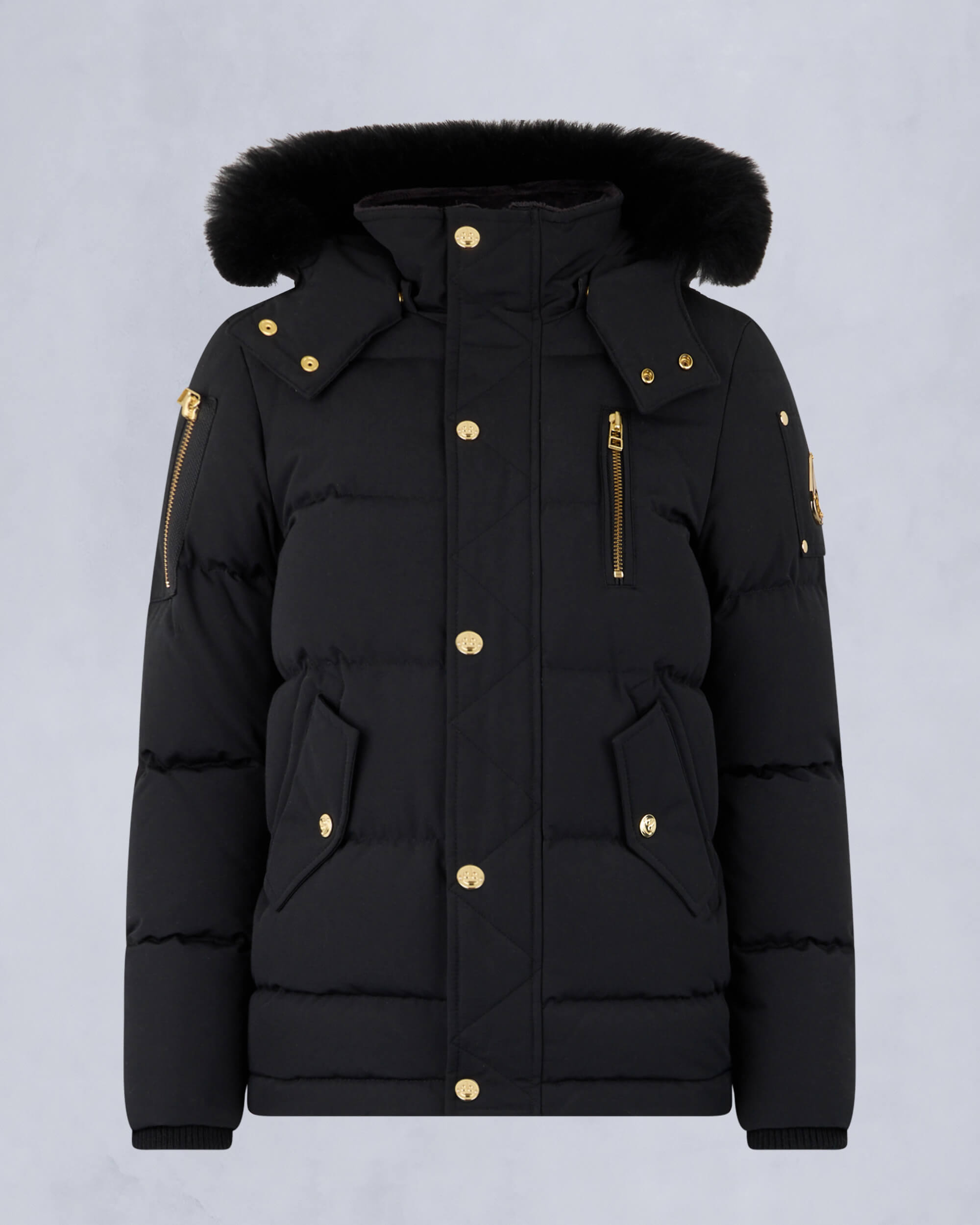 Moose Knuckles Kids Kids  Unisex Original Gold Series 3Q Jacket Black / Black Shearling M32UJ193GS - GM