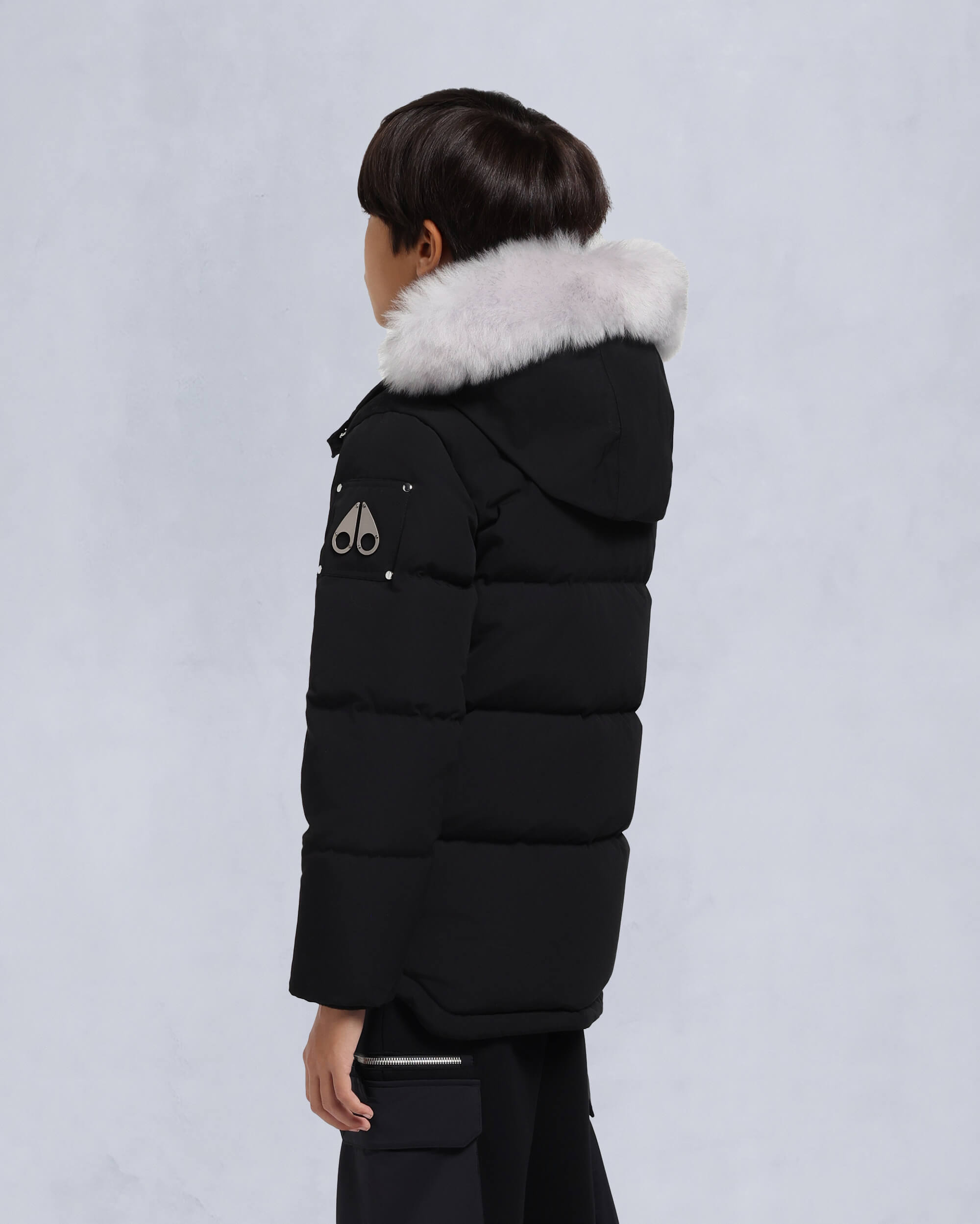 Moose Knuckles - M32UJ193S - Kids Unisex Original Shearling 3Q Jacket - KIDS - Black / Natural Shearling - Back