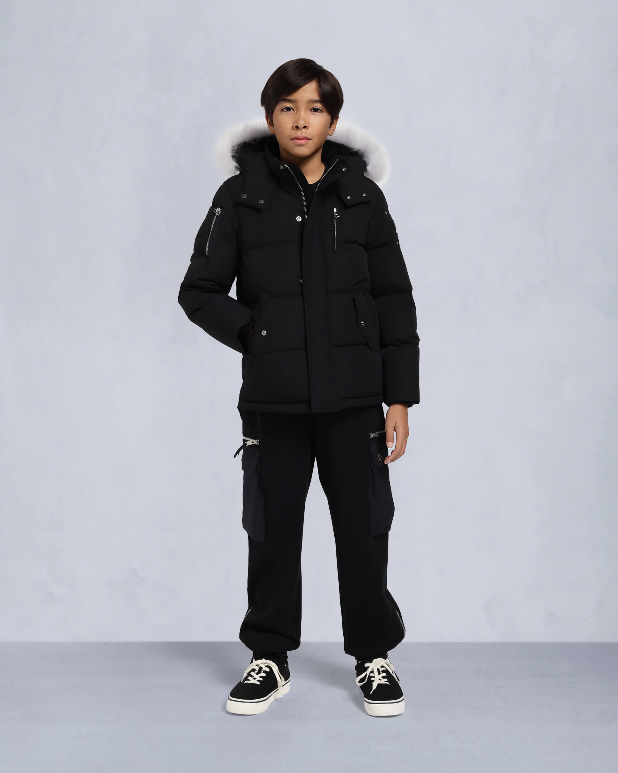 Moose Knuckles - M32UJ193S - Kids Unisex Original Shearling 3Q Jacket - KIDS - Black / Natural Shearling - Front Category