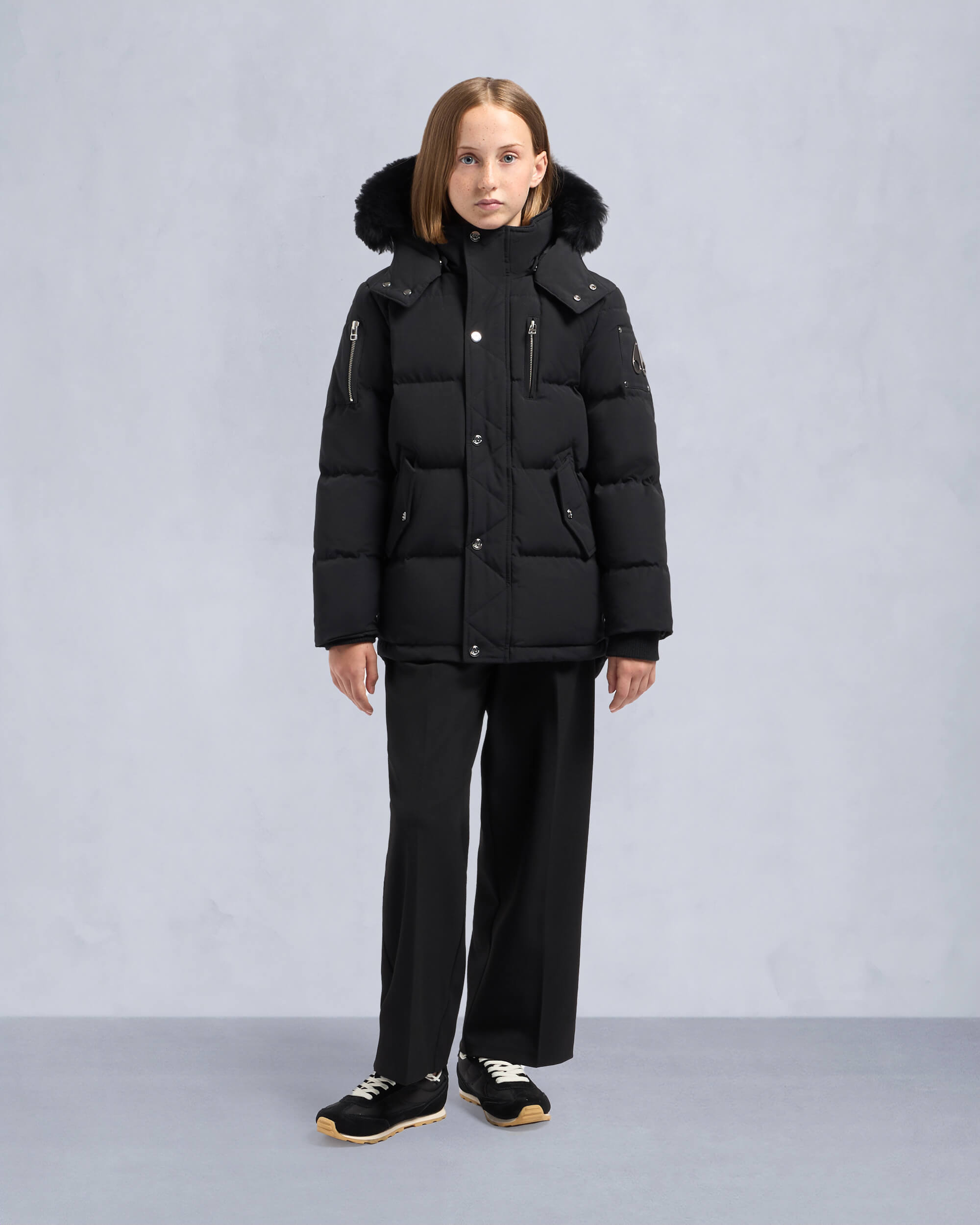Moose Knuckles - M32UJ193S - Kids Unisex Original Shearling 3Q Jacket - KIDS - Black / Black Shearling - Front Category