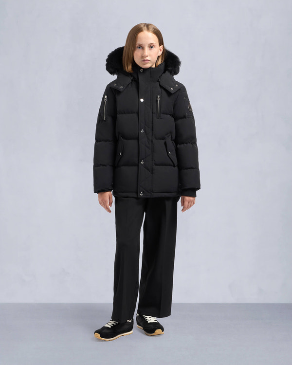 Moose Knuckles - M32UJ193S - Kids Unisex Original Shearling 3Q Jacket - KIDS - Black / Black Shearling - Front Category