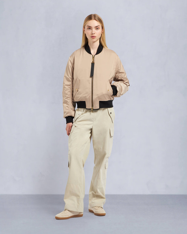 Moose Knuckles Womens Gold Series Reversible Jet Bomber Jacket  Champagne M34LB022G Front Category