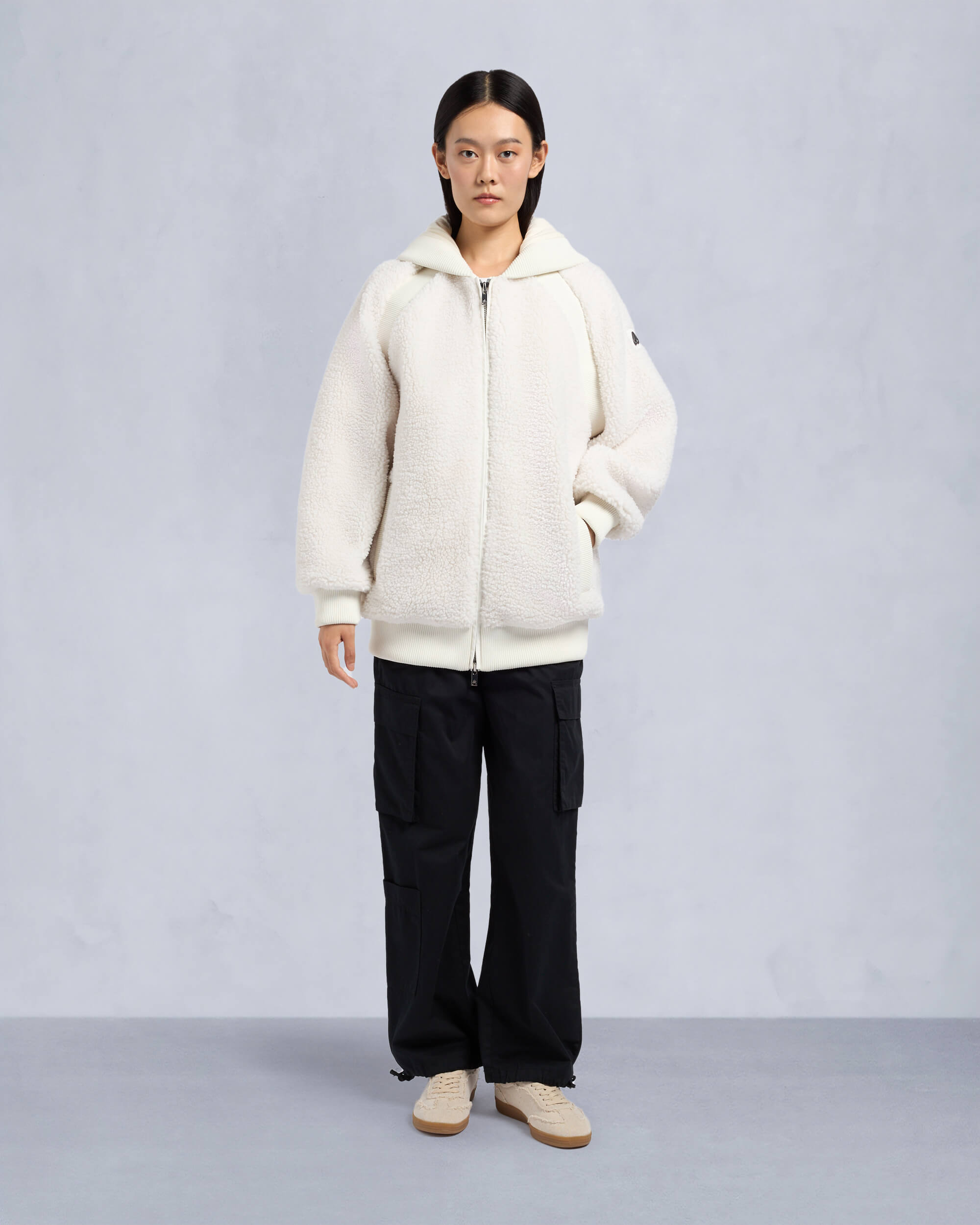 Moose Knuckles Womens Holland Sherpa Hoodie Ivory M34LS617 Front Category