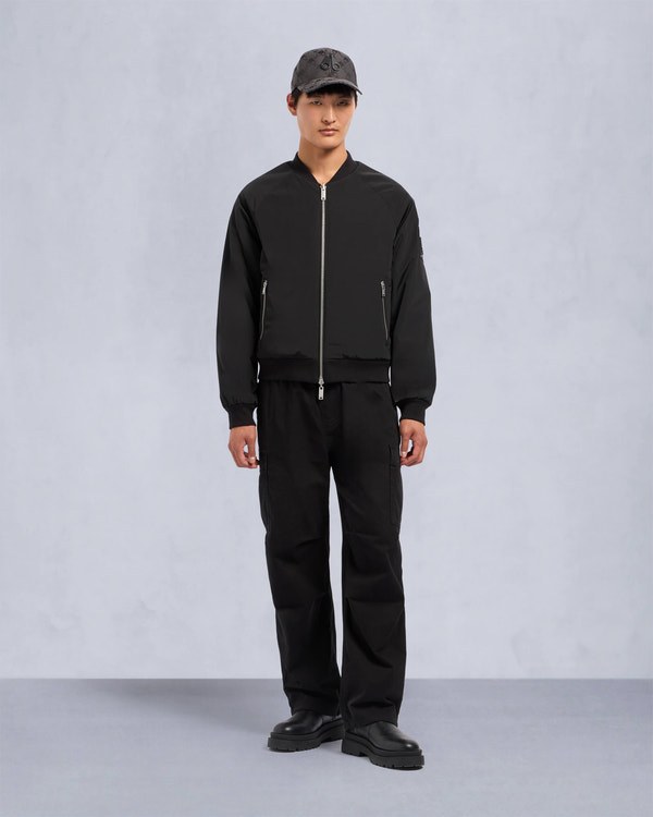 Moose Knuckles Mens Reversible Bunny Bomber Jacket Black / Shiny Black M34MB029 Front Category