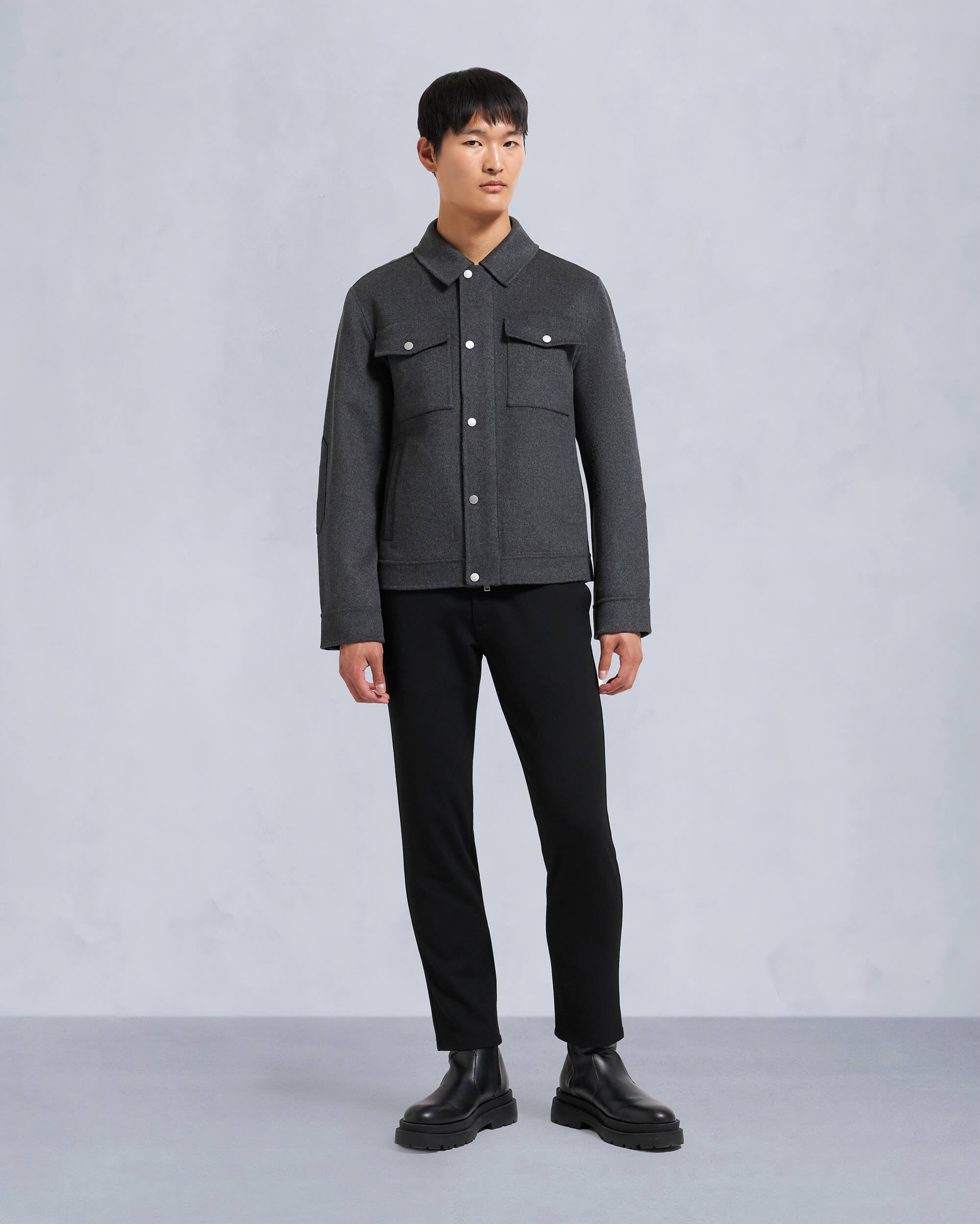 Moose Knuckles Mens Jacques Wool Shirt Jacket Charcoal M34MJ216 Front Category