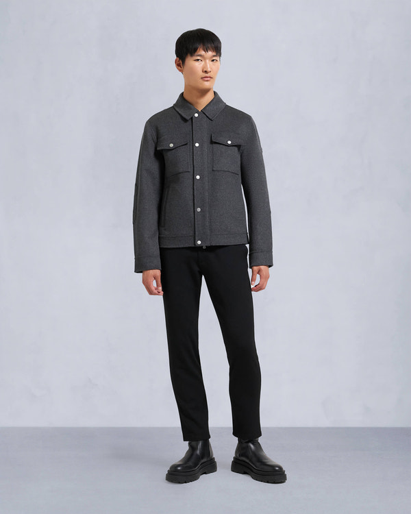 Moose Knuckles Mens Jacques Wool Shirt Jacket Charcoal M34MJ216 Front Category