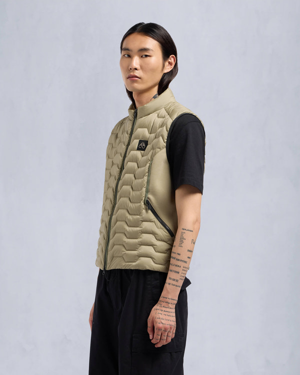 Moose Knuckles Mens Granite Down Hybrid Vest Sage M34MV452 Front