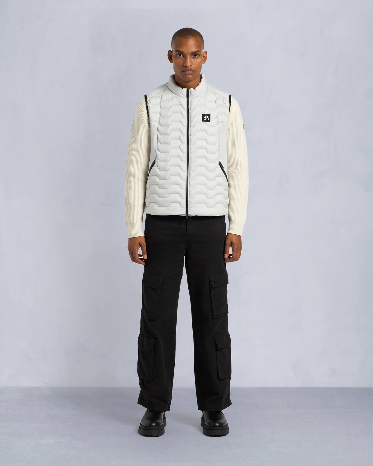 Moose Knuckles Mens Granite Down Hybrid Vest Stone M34MV452 Front Category