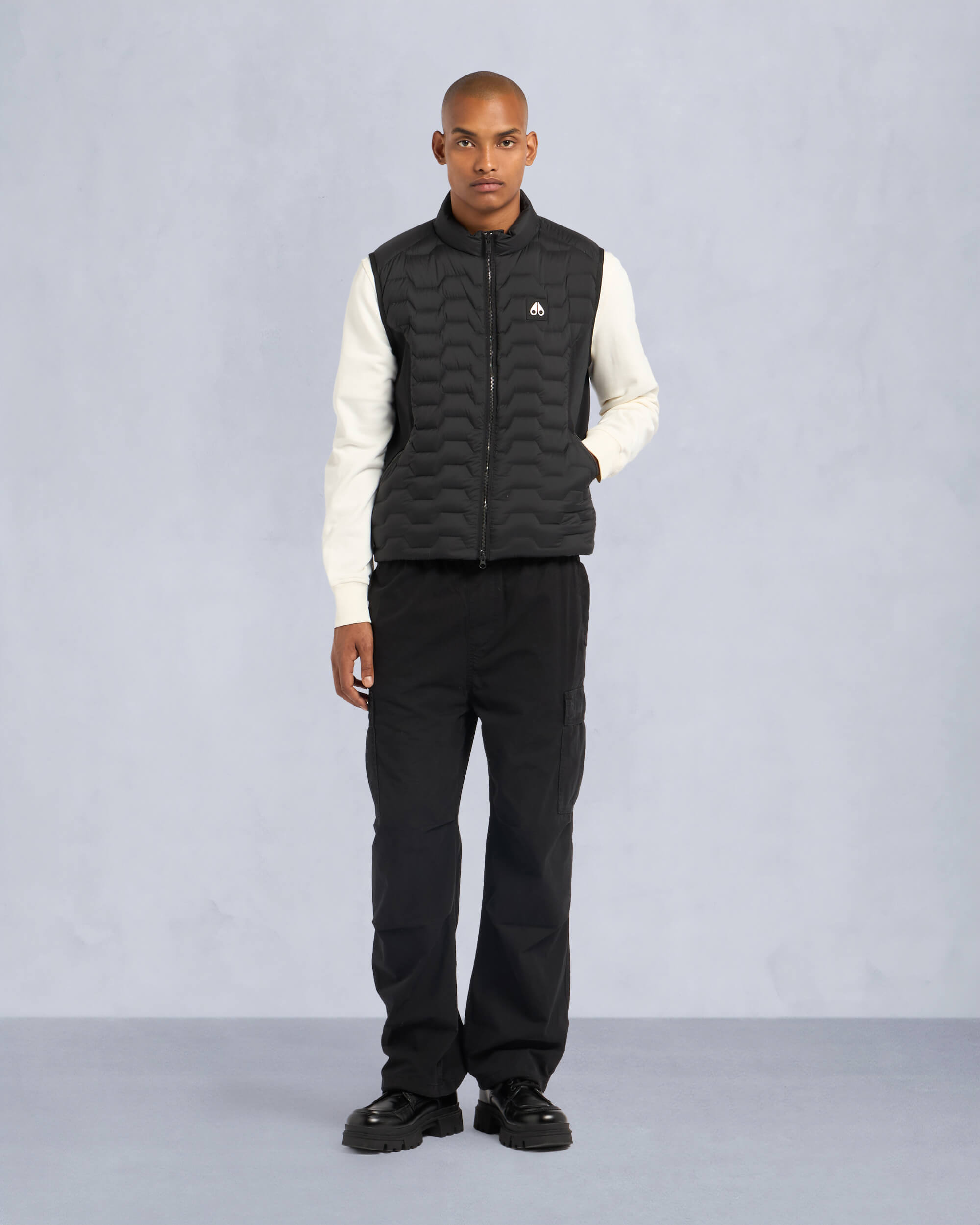 Moose Knuckles Mens Granite Down Hybrid Vest Black M34MV452 Front Category