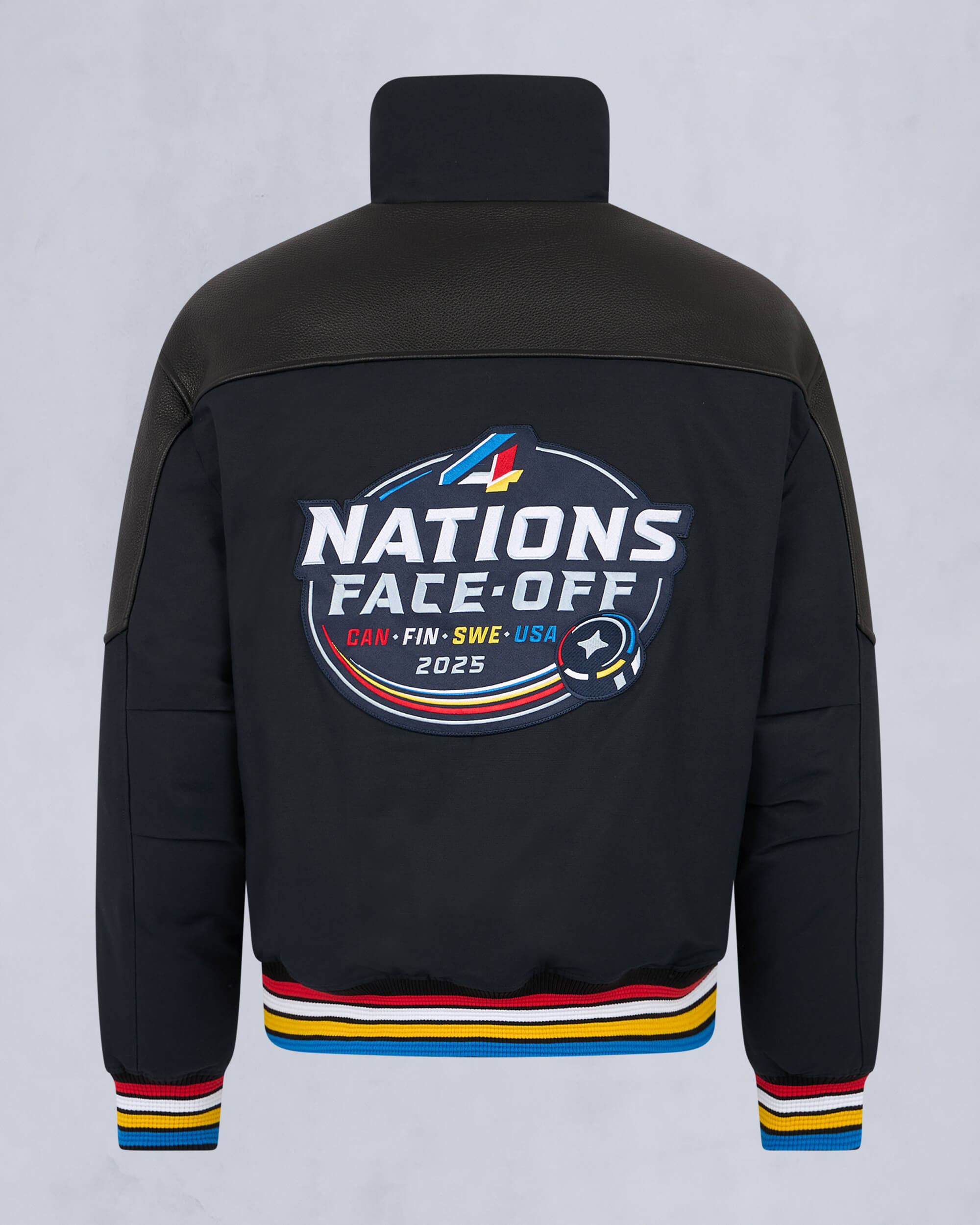 Moose Knuckles Mens MOOSE KNUCKLES x NHL 4 NATIONS FACE-OFF BOMBER JACKET NAVY FN M35MB030FN Detail2